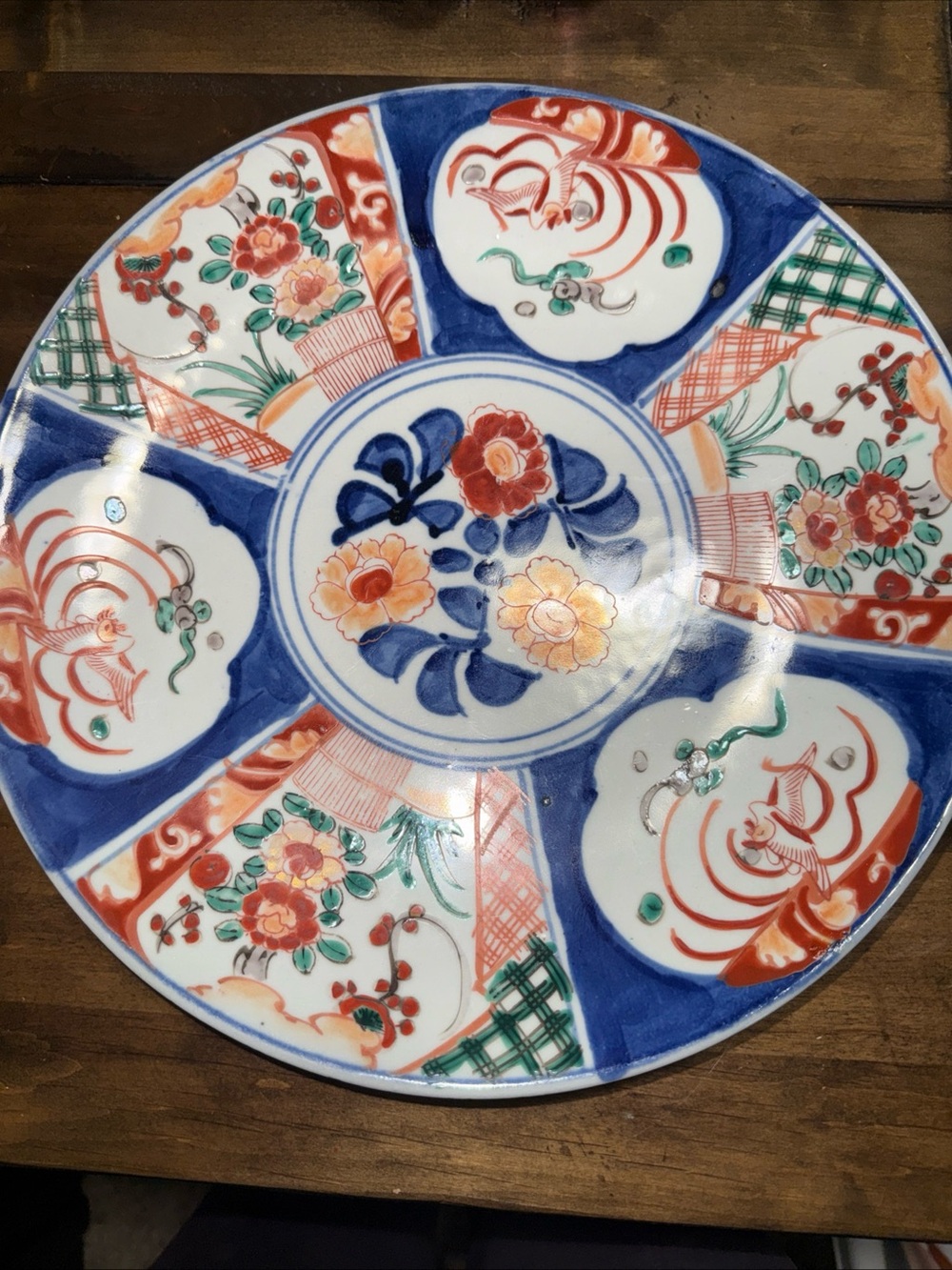 Antique Japanese Imari Charger Arita Ware Large Kinrande Plate W/ Backstamp